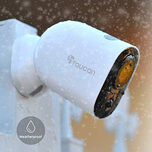 TOUCAN Wireless Indoor/Outdoor Battery Powered Security Camera, Weatherproof, Night Vision, PIR Motion Detection, 2-Way Audio, Works with Alexa & Google Home, 1080P, No Subscription or Hub Required