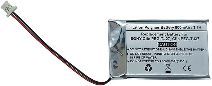 800mAh 3.7V Replacement Battery for Sony Clie PEG-TJ27, Cli e PEG-TJ37, Son y Clie TJ25, TJ35, Clie PEG-T400, PEG-T410, PEG-T415, PEG-T425, PEG-T600, Sony UP553048-A6H
