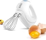 AYDQC Huevo eléctrico de Mano, batidor de Acero Inoxidable Antiguo mezcladores de Mano eléctrica for Cocina, Ajuste de 5 velocidades, batidor de Gancho de Masa, Blanco fengong (Color : White)