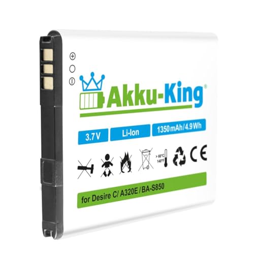 Akku-King Akku kompatibel mit HTC BA-S850, BL01100, 35H00194-00M Li-Ion 1350mAh - für Desire C, Golf, A320E