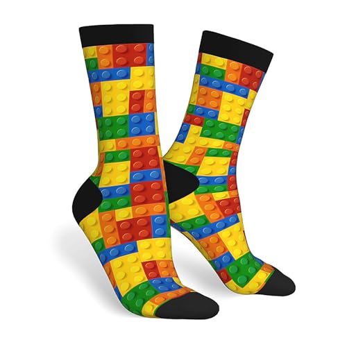 Blocks Colorful Novelty Socks For Men Women Funny Crazy Crew Socks Casual Dress Socks Gifts