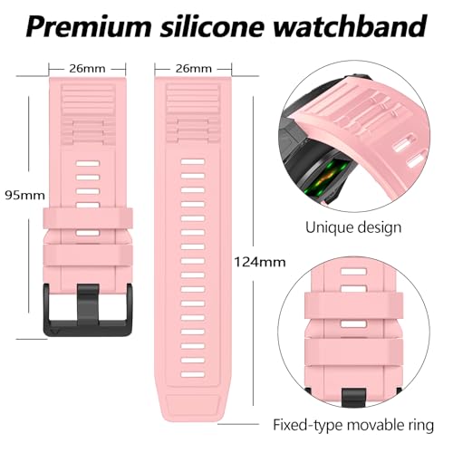 Image of 26mm Quickfit Silicone Watch Bands Compatible with Garmin Fenix 8 Pro /quatix 8 51mm /Fenix 7X /7X Pro /6X /6X Pro /5X /5X Plus /3 HR /Enduro 3 2 /Descent Mk3i 51mm /Mk2i /Tactix 8 /7 pro /epix Pro 51MM
