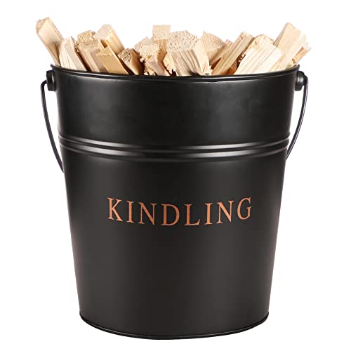 Kindling Bucket - Black Fireside Wood Hearth Stove Storage Basket