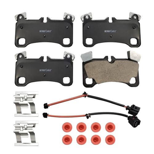 Image of Detroit Axle - Rear Ceramic Brake Pads w /Hardware Replacement for 2008 2009 | 2010 Porsche Cayenne Volkswagen Touareg - 2pc Set