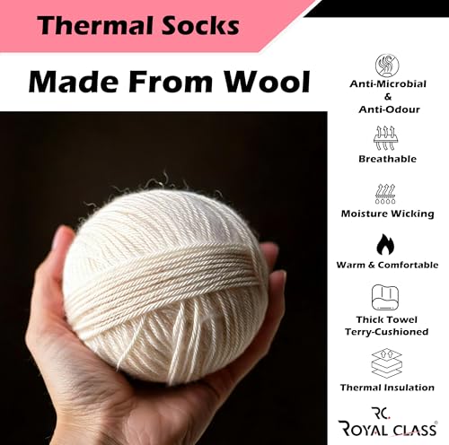 Image of RC. ROYAL CLASS Women Woolen Winter Wear Thermal Thumb Socks, Calf Length Terry Thick Towel Cushioned, Warm & Cozy Thermal Thumb Socks For Women (Pack of 3 Pairs)