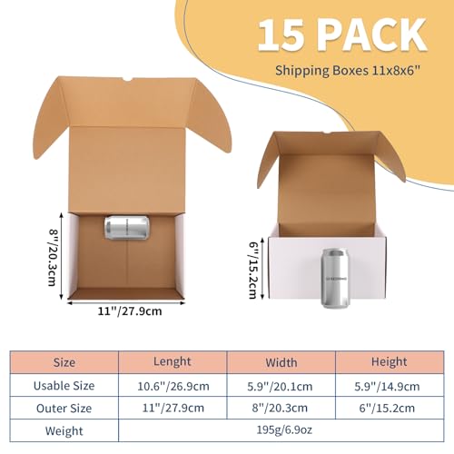Image of ZBEIVAN 11x8x6 White Small Shipping Boxes, 15 Packs Corrugated Cardboard Mailer Boxes for Packaging Small Business Mailing Gifts Wrap Boxes with Lids