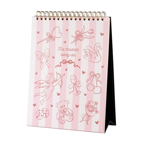 Kokonote Desk Calendar 2026 - Coquette Calendar 2026 Month To View | Monthly Desk Planner, Desktop Gifts Under 15 Pounds | Cute Gifts For Friends