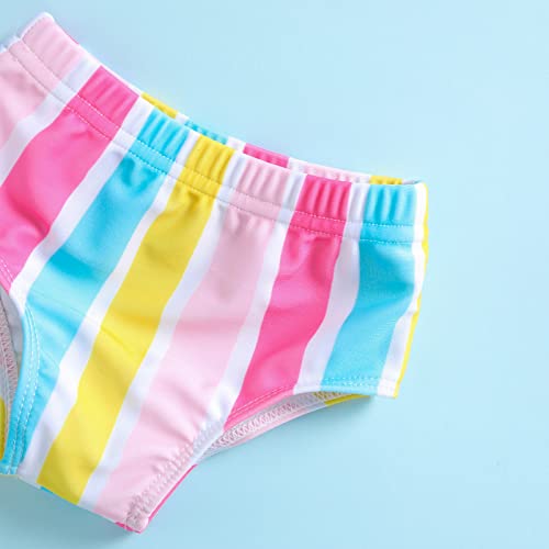 Toddler Girls Two Piece Swimsuit Summer Beach Tankini Bathing Suit Hawaii Monokini Swimwear (Stripe,2-3T) #TOP5