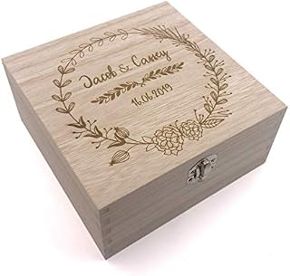 ukgiftstoreonline Personalised Wooden Keepsake Box Wedding Memory Engraved Gifts Any Name