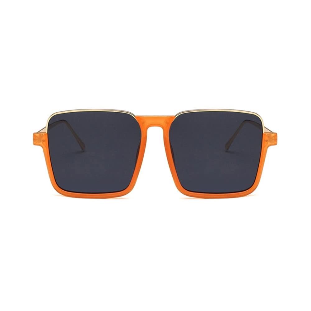 Gafas cuadradas de gran tamaño para mujer, gafas con montura transparente de medio marco de Metal Vintage