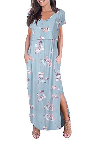 Image of Smallshow Women's Maternity Nursing Dresses Split Long Dress for Breastfeeding