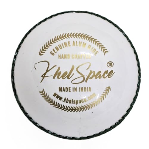Image of KHELSPACE KS-20 Leather White Cricket Ball | Hand-Stitched | Professional Grade | Ideal for Day /Night Matches, Practice & Tournaments (1)