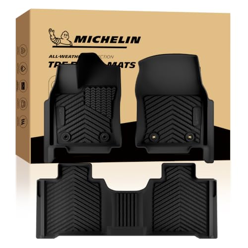 Image of Michelin Vehicle Mats for 2022-2026 Toyota Tundra CrewMax Cab | Fit for SR /SR5 /TRD /PRO /Limited /Platinum /Castone, Custom Fit, Non-Slip, All-Weather TPE Liner, Premier Series, 1st & 2nd Row