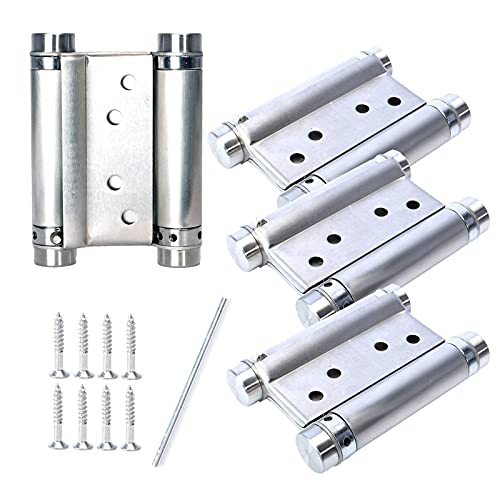 Double Action Spring Hinges, Self Closing Door Hinges For Cafe Saloon Pub Swinging Doors, 201 Stainless Steel, Including Pins And Screws, 4-Pack (3Inch) #TOP7