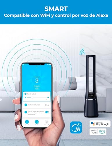Miniatura 2 de Midea Mfp-120i Bl Ventilador De Torre 2 En 1 Silencioso 27 Db Purificador De Aire H13 True Hepa Para 47,6 Pantalla Led Mando A Distancia Oscilación Temporizador De 12 H Compatible Con Aplicación