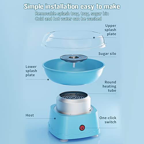 Cotton Candy Machine For Kids, 500W Efficient Electric Heating, Electric Cotton Candy Maker With Large Food Grade Splash-Proof Plate For Home Kids Birthday Family Party（Blue） #TOP2