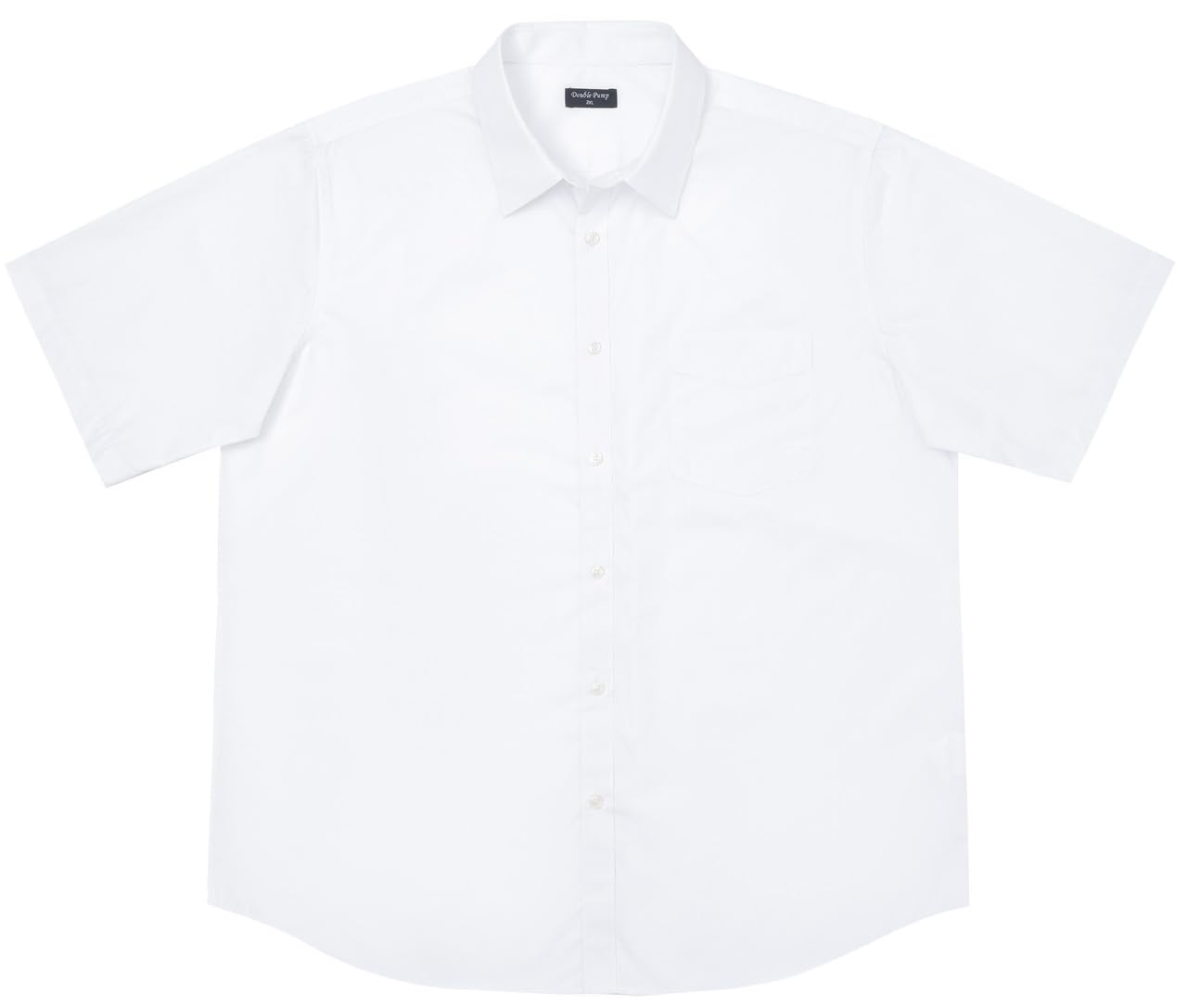 Double Pump Men's Big and Tall Short Sleeve Dress Shirts Business Casual Solid Button Down Shirt Relaxed Fit XXL-6XL Tall