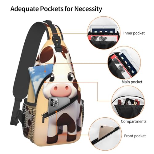 Cute Cow Cross Chest Bag para Hombre y Mujer miniatura 4