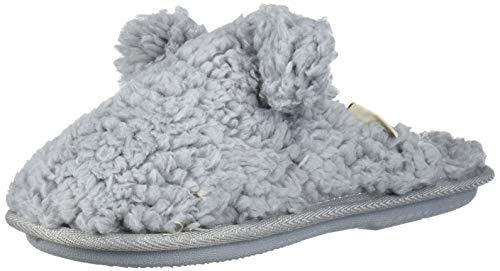 Dearfoams Unisex-Baby Kids Toddlers Sherpa Scuff with Ears Slipper, Sleet, 7-8 Toddler Medium US Toddler