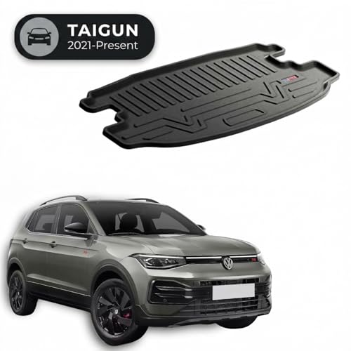 Image of 3D TPE Car Boot Mat for Taigun (2021 Onwards) Custom Fit, Heavy Duty & Anti-Slip Boot Mat | All Weather Resistant, Waterproof & Dustproof Trunk Liner, Car Dicky Mat for Taigun