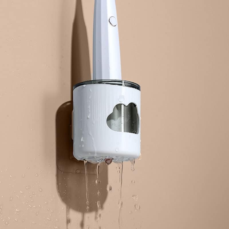 Toothbrush Holders,Toothbrush Holder Universal Electric Toothbrush Holder Self-Adhesive Toothpaste Storage Rack Shaver Tooth Brush Dispenser Bathroom Organizer Tools(Pink Cactus) (White)