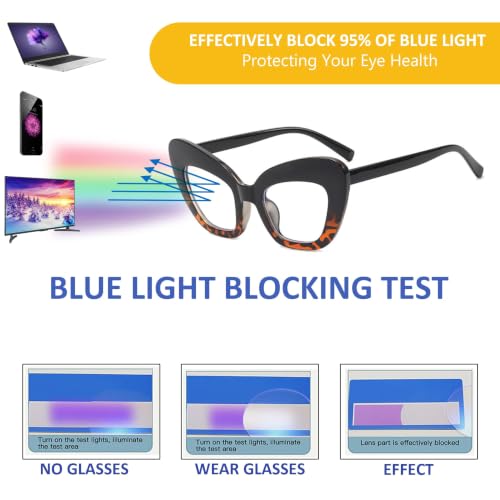 Image of 3 pack Blue Light Blocker Reading Glasses Cat eye Frame Readers Eyeglasses for Women