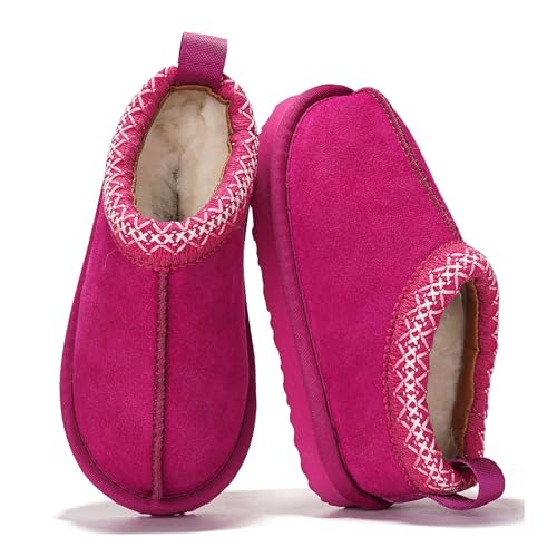 Project Cloud Genuine Leather & Australian Shearling Slippers for Kids - Memory Foam Fuzzy & Non-Slip Fluffy Slippers Girls Footwear & Boys Footwear, Kids Unisex Shoe (Dream Warm)
