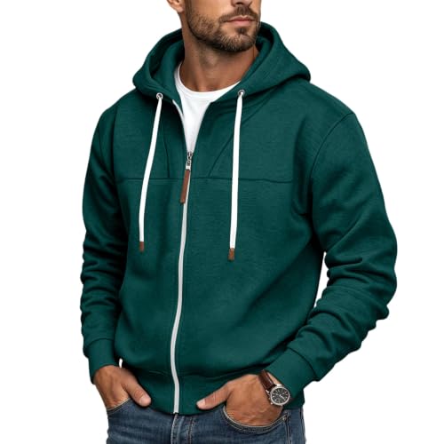 Mens Full Zip Hoodies Fashion Fleece Drawstring Hooded Sweatshirts Jackets - image 2
