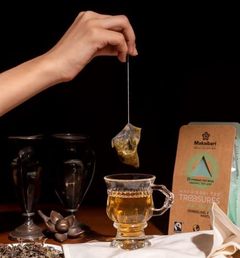 Image of Makaibari Bai Mu Dan White Peony Tea 25 Tea Bags (50g) Pack | Pure USDA Organic Darjeeling White Tea from Himalayas, Delightfully Rich Flavor & Aroma, Lower Caffeine Alternative to Coffee| 25 Cups