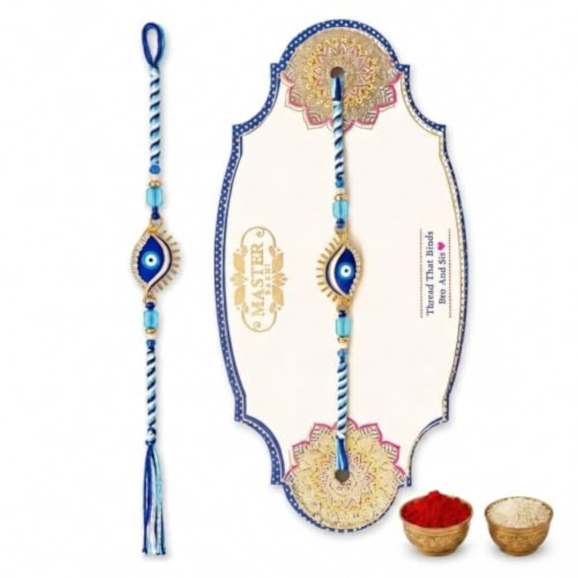 Premium Designer Evil Eyes Rakhi Set of 2, Gift Pack