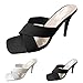 Escarpins Femme Talon Haut Sexy 10Cm Compensé Escarpins Toile Femme A Enfiler Soirée Ville Décontracté Tendance Thème Bout Légèrement Ouvert Black Mules Shoes Ruched(Blanc 40)