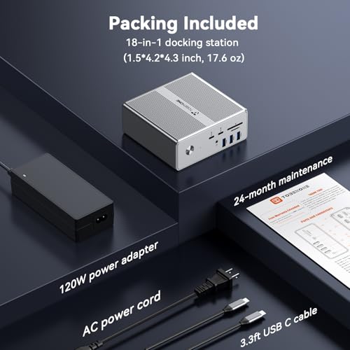 undefined TobenONE DisplayLink Docking Station 4 Monitor with 4 HDMI, 18-in-1 Quad/Triple 4K@60Hz Display Dock with 120W Power Supply for Thunderbolt 5/4/3, USB4, USB-C Windows, MacBook(8 USB, Ethernet, etc) の商品画像 8