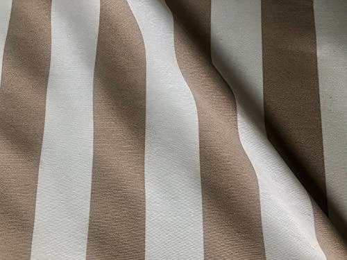 Sofia Striped Fabric - 4cm Wide White Stripes for Curtains Upholstery Home Decor Table Runner Material - 140cm Wide (Beige, 2 Metres)