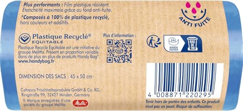 Handy Bag Sacs poubelle à lien Résistant x 20 sacs Performants : film plastique résistant Étanchéité maximale 100% plastique recyclé - vue 3