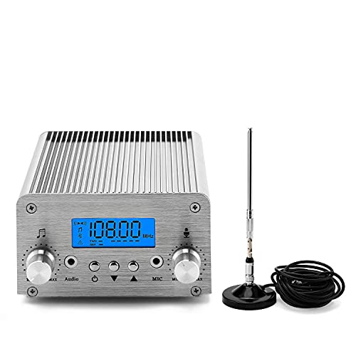 FM Broadcast Transmitter, Elikliv 15W LCD PLL Wireless Radio Stereo Broadcast Range 87~108MHz FM Transmitter for Church,Car Theater,Radio Station,Supermarket