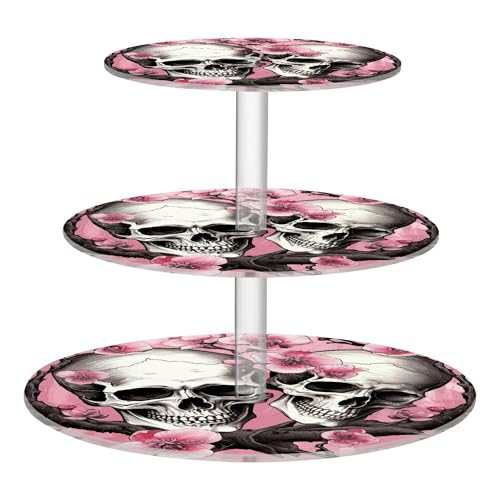 PYBUG Skeleton 3 Tier Acrylic Cupcake Stands Tower,Dessert Table Display Set for Tea Party,Wedding,Birthday, Baby Shower