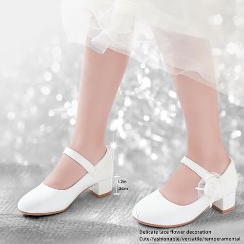 Girls Dress Shoes Low Heel Flower Girls Wedding Party Mary Jane Princess Shoes for Toddler Little Kid Big Kid 5