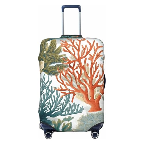 Marine Cute Coral Travel Luggage Cover for Suitcase Anti-Scratch Fashion Suitcase Protector Washable Elastic Baggage Covers Fits 22-24 Inch Luggage for Travel Beach Holiday