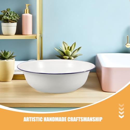 Baño de Pies Retro de Esmalte 40 cm Blanco con Borde Azul miniatura 6