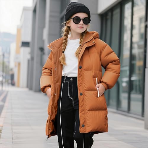 Girls Long Winter Coats with Hood Kids Heavyweight Warm Puffer Jacket Comfy Zip Up Parka Full Zipper Snow Outerwear3