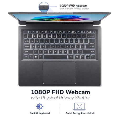 Image of Acer Aspire 14 Copilot+ PC Laptop, Intel Core Ultra 5 226V AI Processor, 14 inch WUXGA Touch Display, 16GB LPDDR5X RAM, 1TB SSD, Intel Arc Graphics, Backlit Keyboard, Windows 11, w /WOWPC Bundle