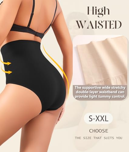 Women's High Waisted Tummy Control Underwear Panties Compression Slimming Seamless Briefs Shapewear 4 Pack2