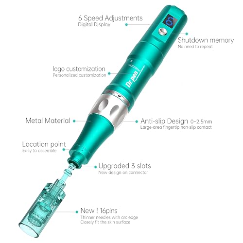 Image of Dr. Pen Ultima A6S (maximum needle length 0.25mm) Professional Wireless Skincare Kit for Face and Body including 30 Cartridges - 10 x 16 Pin, 10 x 36 Pin, 10 x Nano pins