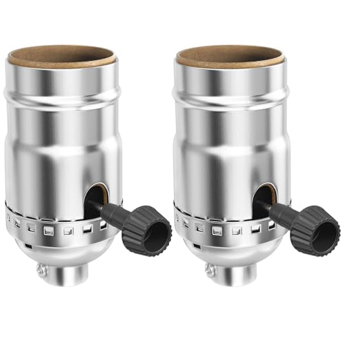 Image of 3 Way Lamp Holder Replacement, E26 Screw Base Lamp Holder with Rotary Knob Switch for Low, Medium and High Settings, Repair Kit