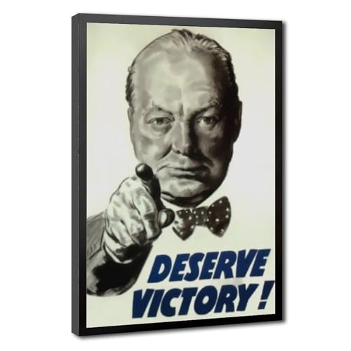 Tableau Winston Churchill déco bureau cadre bois vintage 61x91 cm