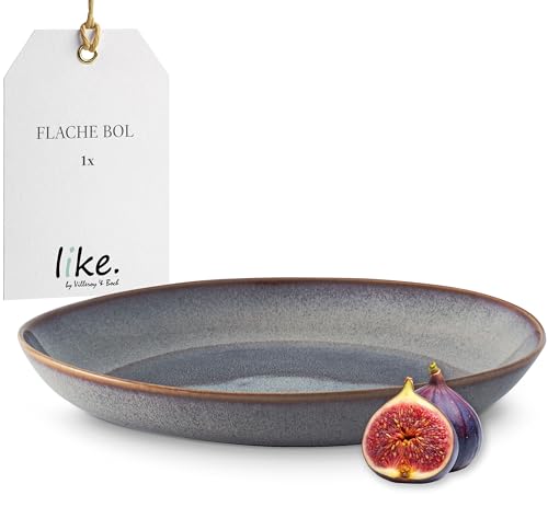 Villeroy & Boch like. by Lave beige Schale flach, 28 x 27 x 4,3 cm, schöne Schale aus Steingut für Beilagen und größere Gerichte, glacé, spülmaschinenfest