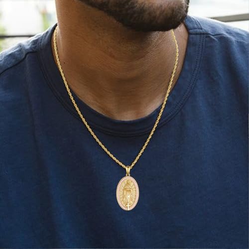 Virgin Mary Necklace 925 Sterling Silver Virgen De Guadalupe Necklace Mother Mary Pendant Catholic Jewelry Gifts for Women4