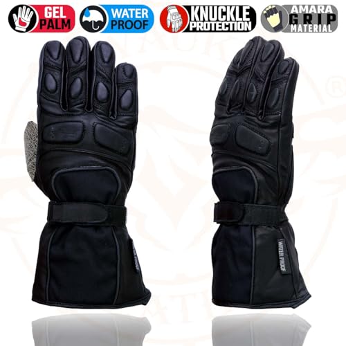 Milwaukee Leather SH814 Men's Black Leather Waterproof Gauntlet Motorcycle Gloves w/Textile and Leather - Large by Milwaukee Leather - Image 4