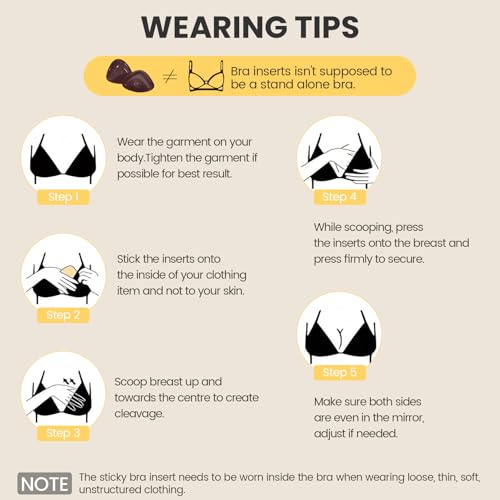Image of Double Sided Sticky Bra Inserts Reusable Ultra Push Up Lift Self Adhesive Bra Pads for Bikini Swimsuit Strapless Dress