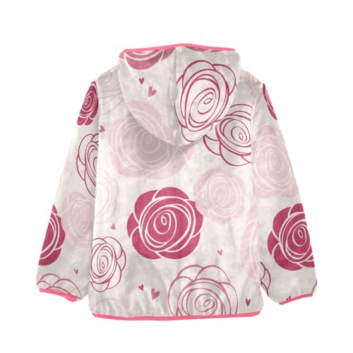 OTVEE Pink Rose Flower Kids Hoodie Jacket Fall Spring Full Zip Warm Outwear Coat2